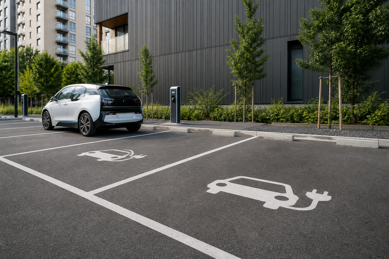 Parking exterieur avec vehicule